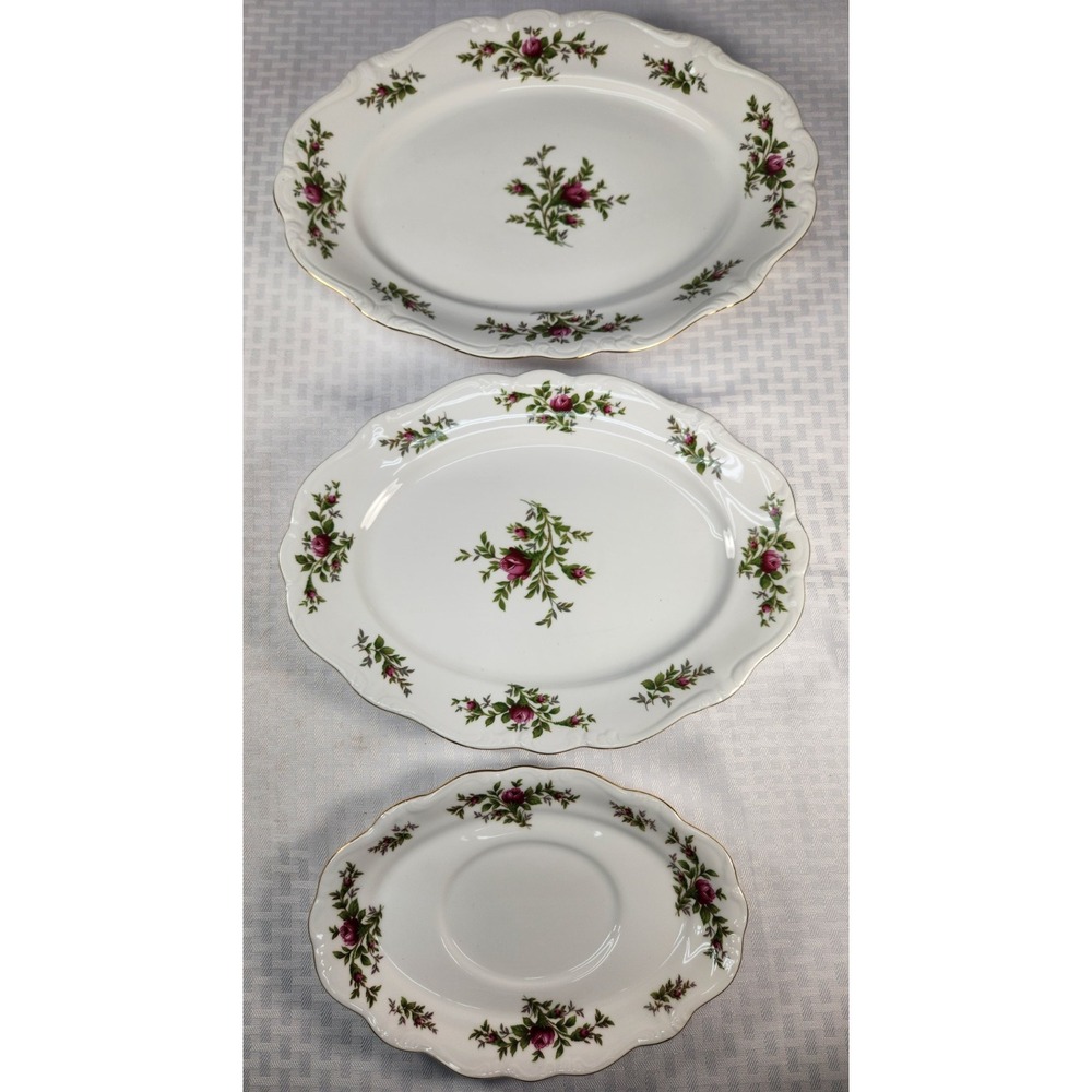 Johann Haviland Moss Rose Traditions Set of 3 Platters Graduated 10" 13" 15"